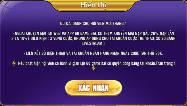 68 Game Bài Ưu Đãi Dành Cho Hội Viên mới Tháng 01/2023